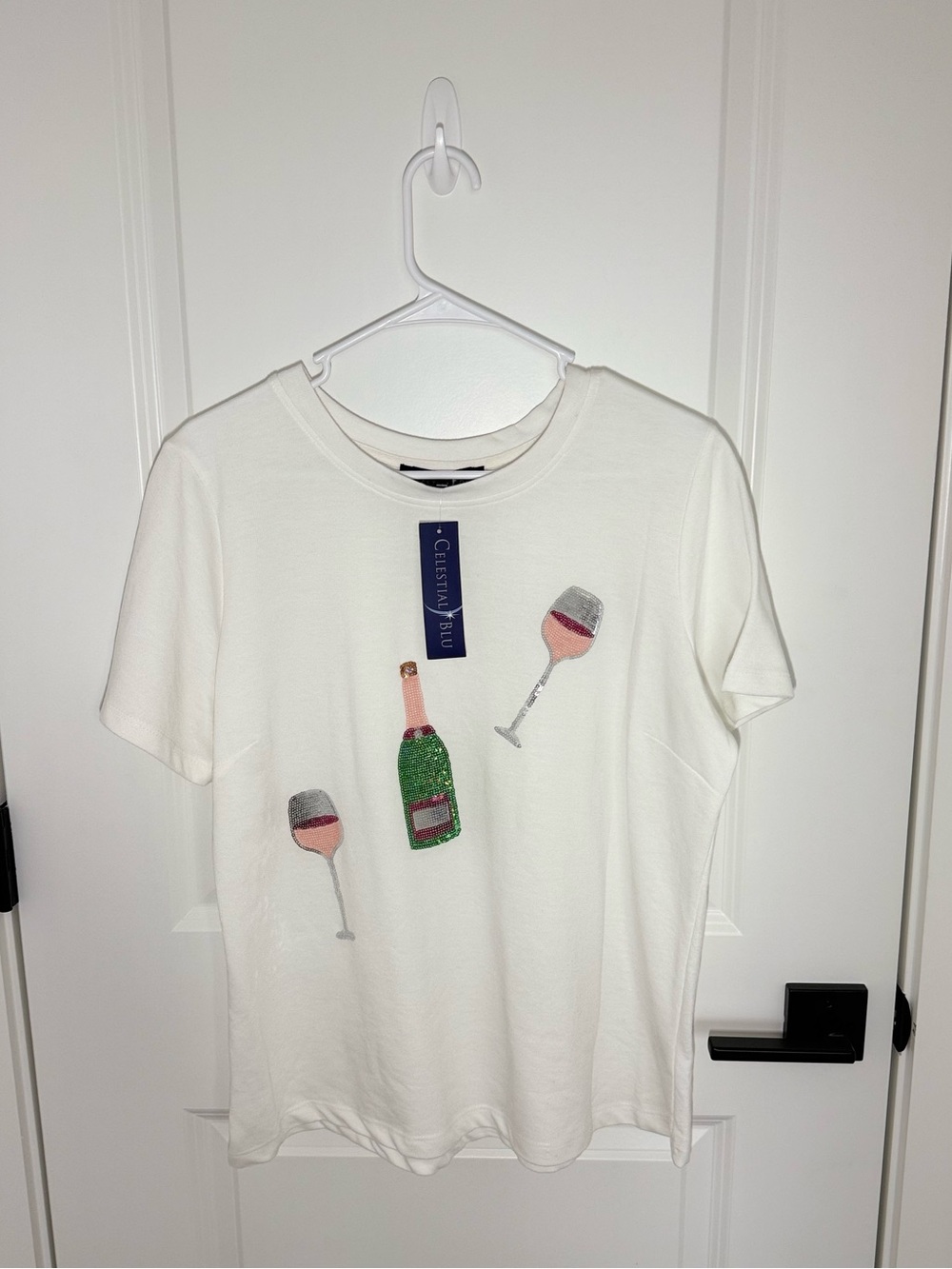 White Champagne Graphic Short Sleeve Tee